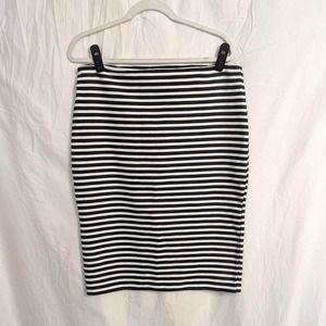 Black and White Striped Pencil Skirt